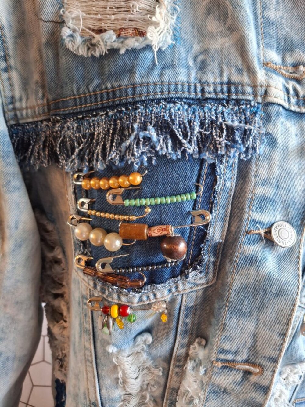 ENSY One-of-a-Kind Handmade Upcycled Denim Duster Coat A dramatic wearable artwo - Picture 8 of 10